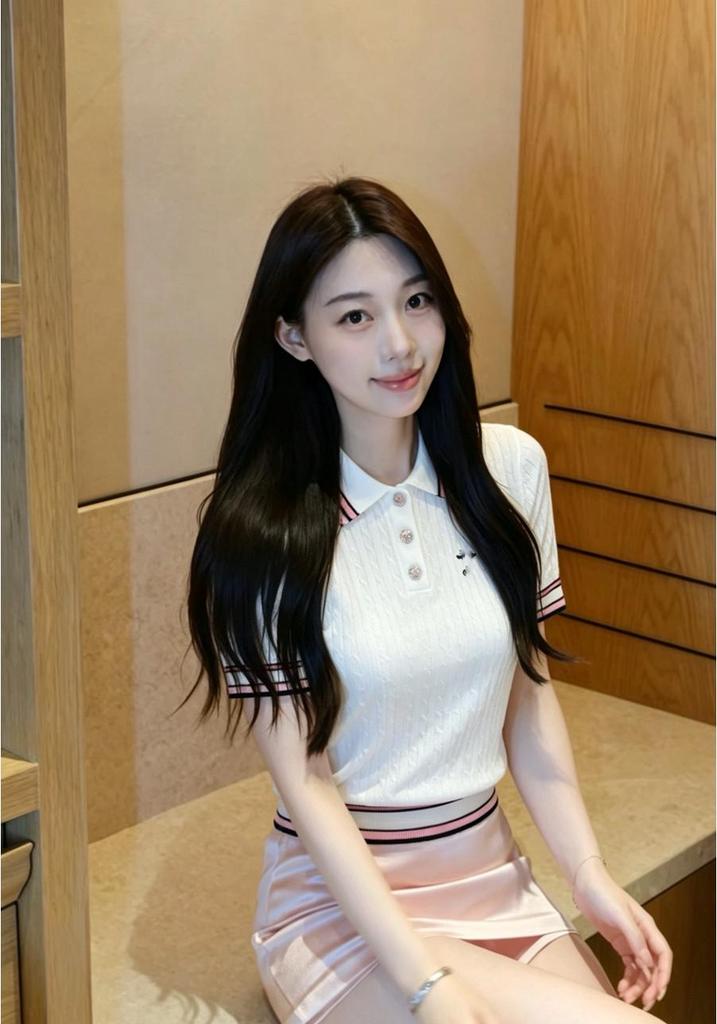 D Brand Embroidered Star Buckle Knit Lapel Short Sleeve Casual Top