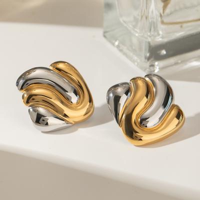 Exaggerated Personality INS Style Earrings, Irregular Color Matching Concave Convex Earrings, Fashionable and Cool Women's Jewelry Accessories.