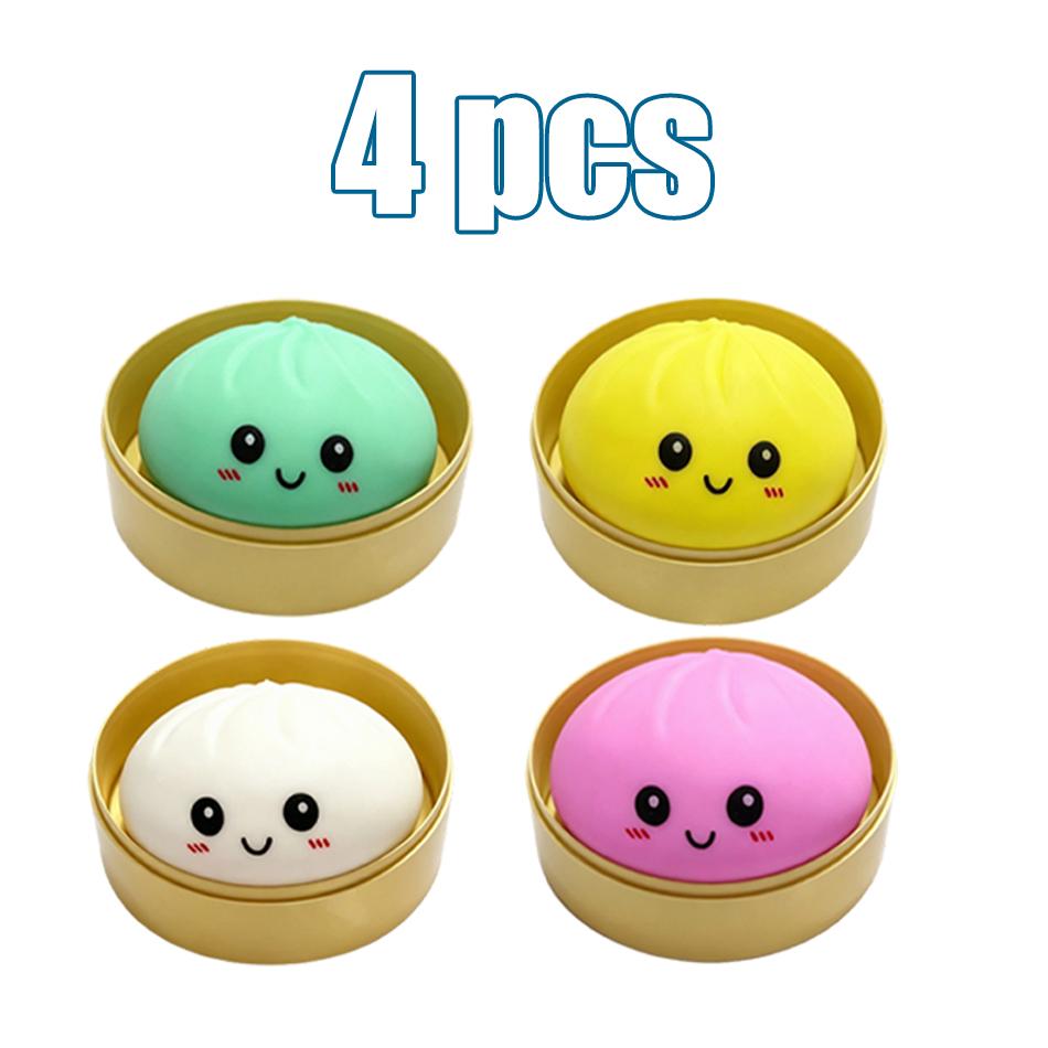 1-4pcs Colorful Simulated Dumpling Squishy Relaxing  Antistress Enhance Happiness Rebound Squeeze  Toy