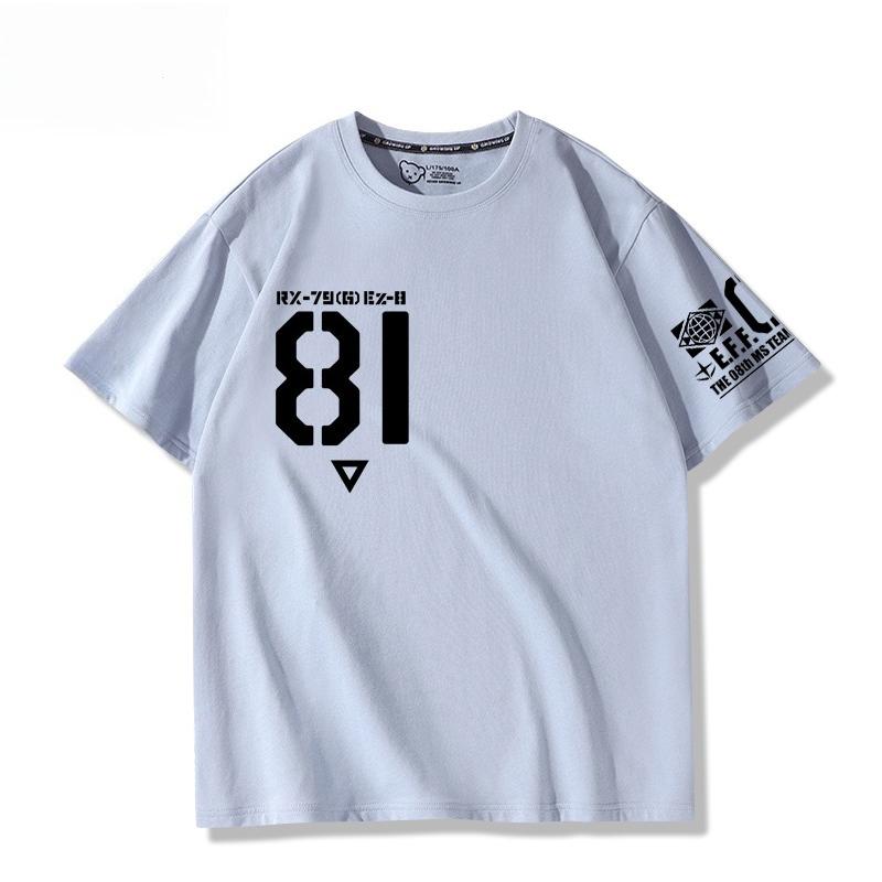 Mobile Suit Gundam 08MS Squad Ez-8 Logo Anime Joint Peripheral Short Sleeve T-Shirt Men's and Women's Clothes Summer