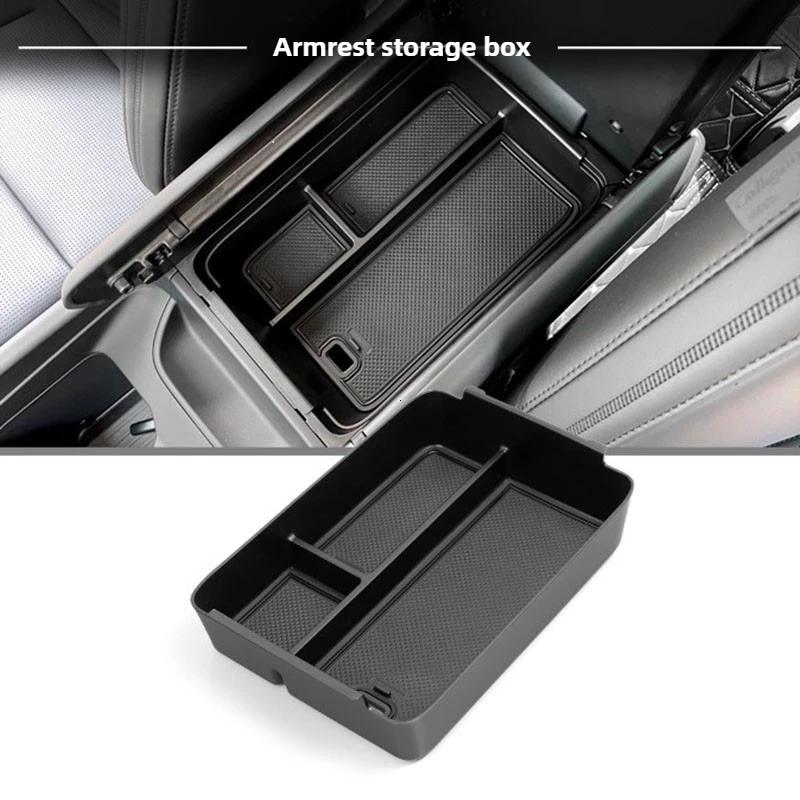 For Hyundai Santa Fe 2024 2025 Black Armrest Storage Box Cup Holder Anti Dirt Pad Organizer Tidying Car Interior Accessories