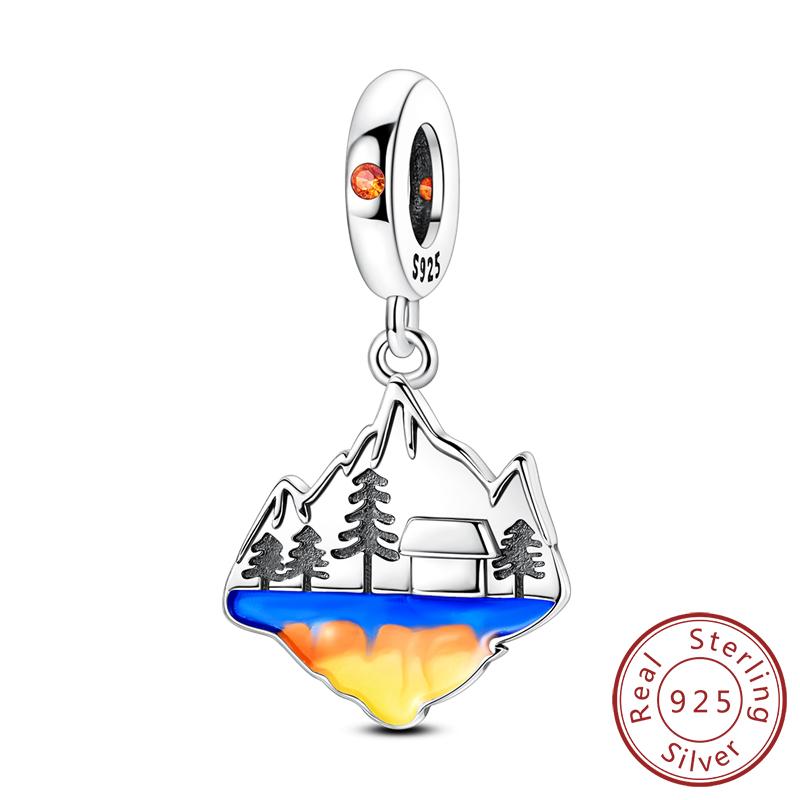 Blue Charm Bead Pendant 925 Silver Whale Shark Dolphin Snowflake Starry Sky Eye Charm fit Original Bracelet DIY Jewelry