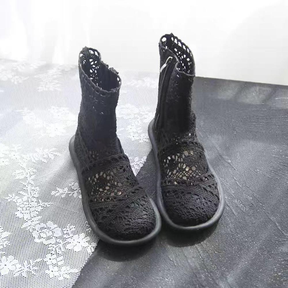 New Spring & Summer Flat Heel Ankle Boots - Slip-On Flat Martin Boots, Cutout Mesh Booties for Women