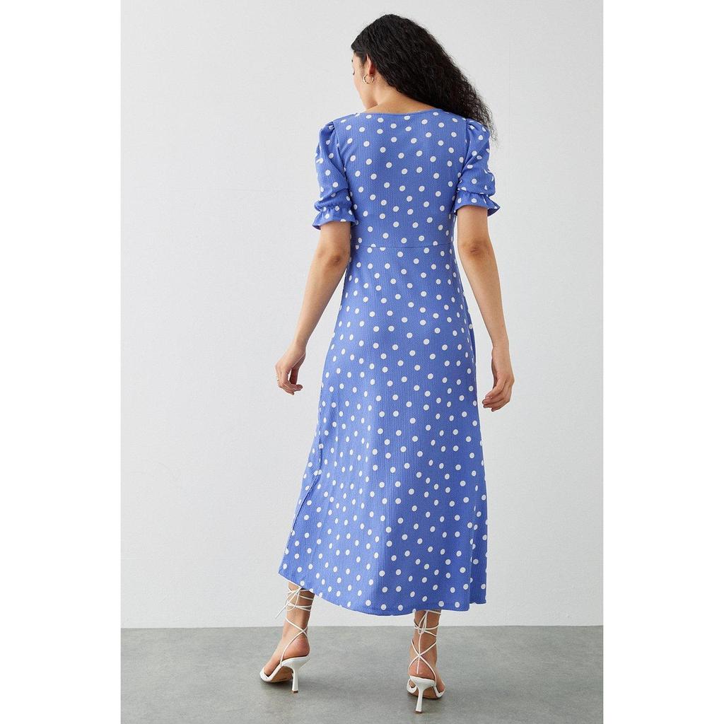 Dorothy Perkins נשים/נשים מנומר V צווארון V שמלת מידי קצרת שרוולים