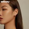 WOSTU Pendientes de plata de ley 925 con forma de orejas de conejo y liebre, con circonita y corazón rosa, para mujer.