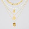 Multi-layer Necklace for Women 4-Layer Faux Pearl Beaded Necklace Golden Chain Necklace