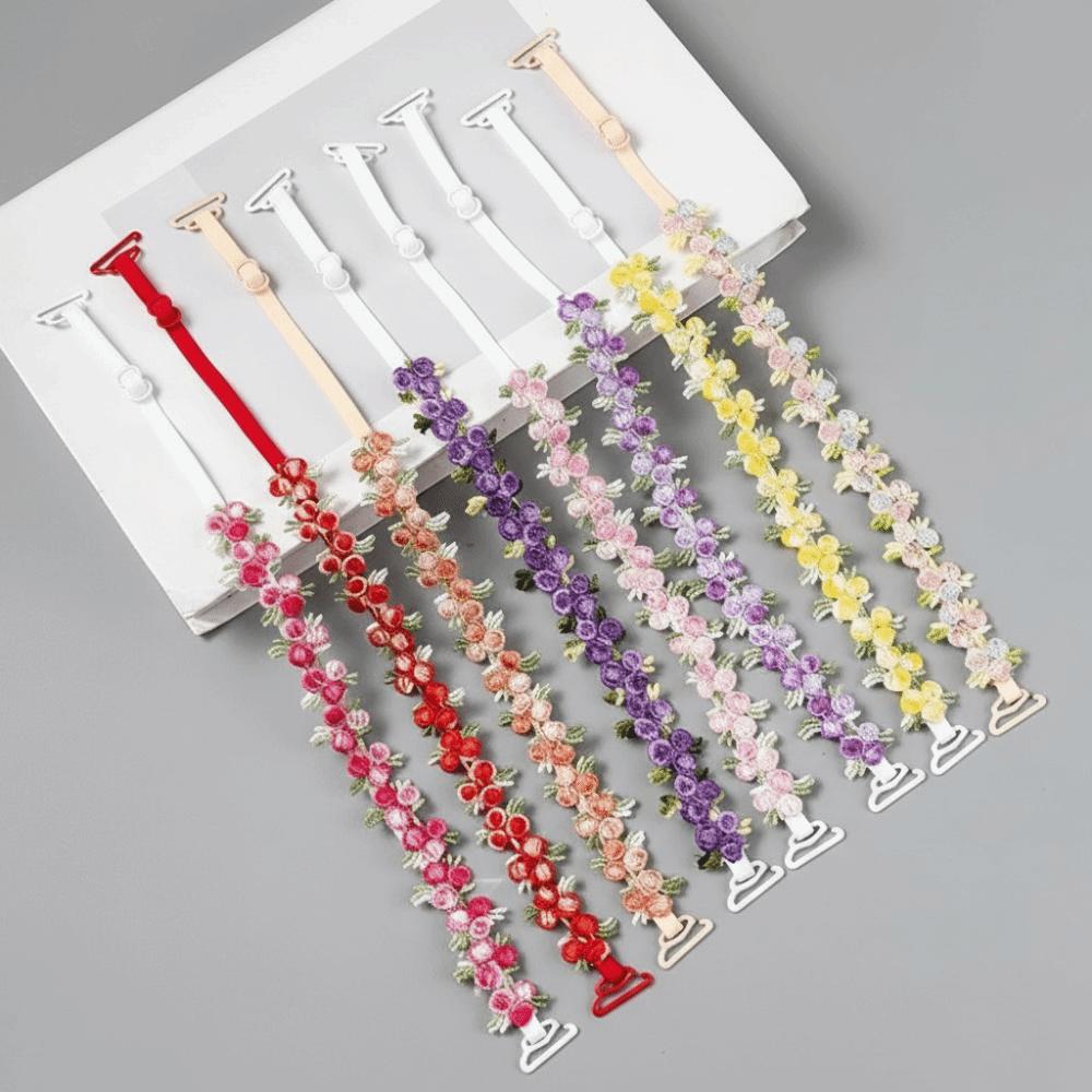 Anti-slip Floral Bra Straps Elastic Floral Shoulder Belts Soft Shoulder Straps  Wedding Party Dress