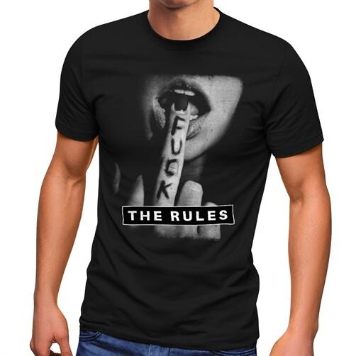 Unisex shirt Cotton Oversize Large Size Mens Fuck the Rules Photo Print Middle Finger Fashion Street Style T-Shirt-