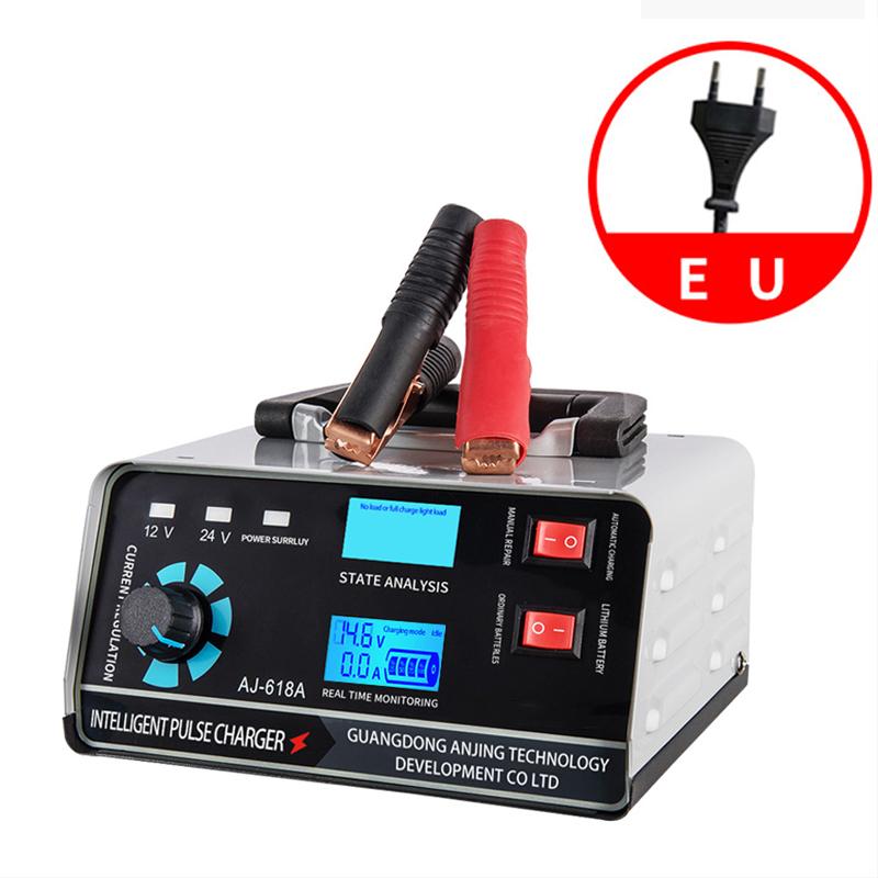 

1 комплект зарядного устройства для автомобильного аккумулятора 12-24 для зарядки аккумулятора мотоцикла интеллектуальный импульсный ремонт чистой меди высокой мощности