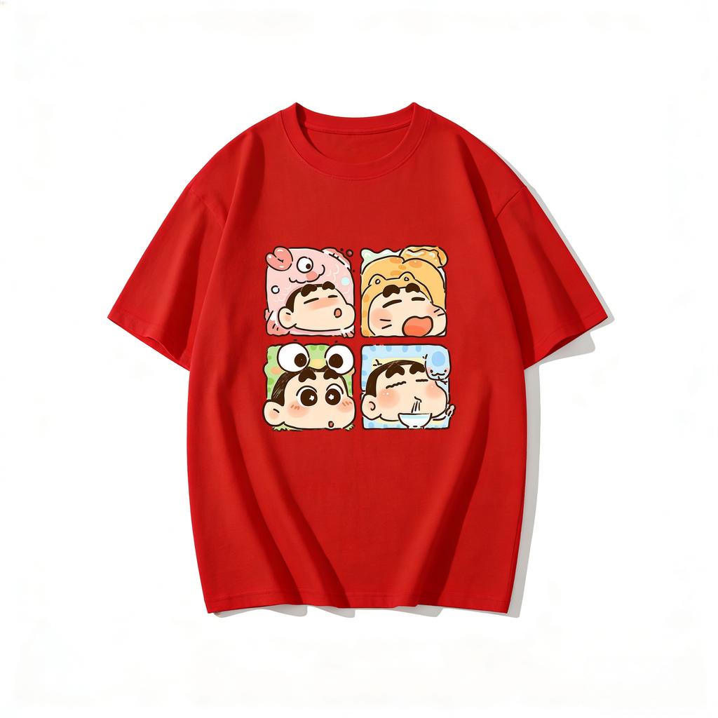 Crayon Shinchan Cute Cartoon T Shirt Couple Clothes Family Matching Tee Summer Casual Short Sleeve Cotton Top Fashion Streetwear