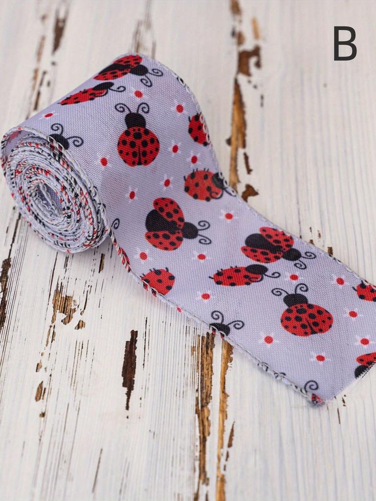 Beetle Webbing Summer Garland Decoration Red Polka Dot Iron Wire Edging Ribbon Grosgrain Red Dot Craft Ribbon 1 Roll