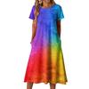 Ladies' Printed Casual and Fashionable Short Sleeved Round Neck Dress