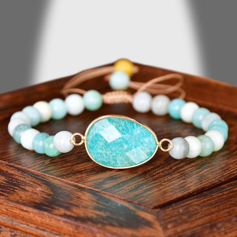 Handmade Natural Stone Bracelet Women Adjustable Crystal Beaded Wristband Fresh Sweet Style Jewelry