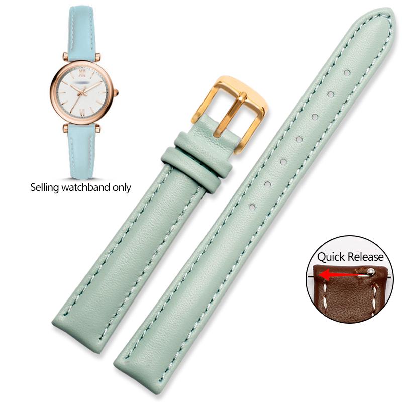 Genuine Leather Watchband for Casio Citizen Fossil Plain Watch Strap Folli Ladies Bracelet Blue Pink Brown 14mm 16mm 18mm 20mm