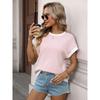 2026 Summer New Women's Round Neck Knit Top Short Sleeve Color Block Loose T-Shirt