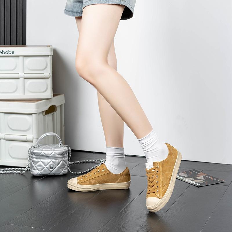 Cowhide version of the stars old retro small dirty shoes flat bottom step on the heel half drag women's shoes versatile casual sports dirty shoes