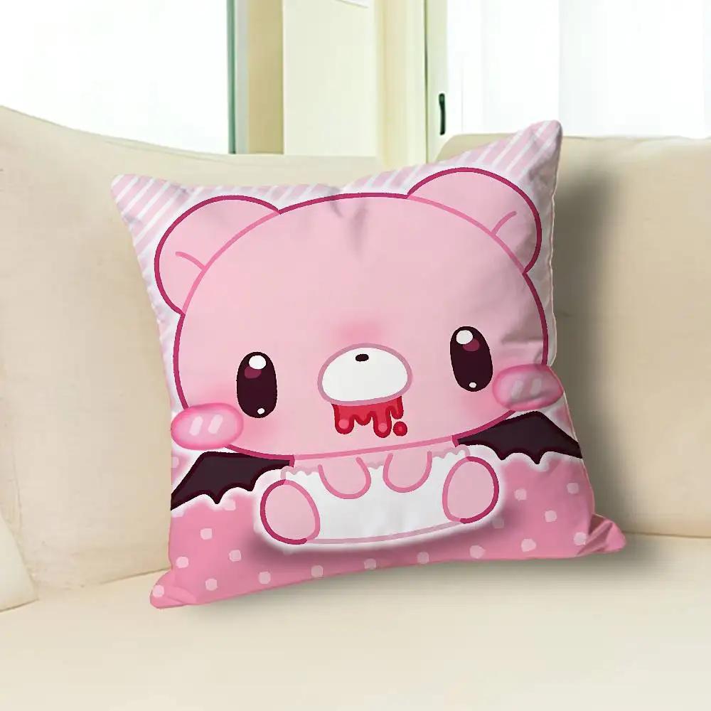 Kawaii G-Gloomys Pink Bear Pillow Cases for Bedroom Living Room Sofa Home Decor Polyester Cushion Cover with Zipper