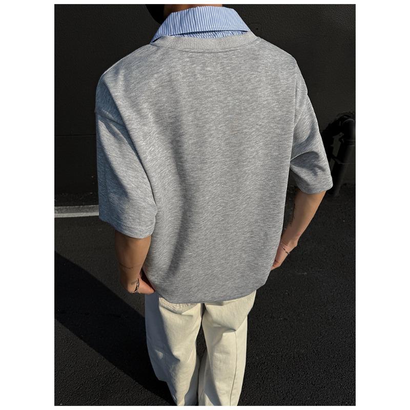 Men's Layered Polo Shirt - Casual Fake Two-Piece Short Sleeve Top