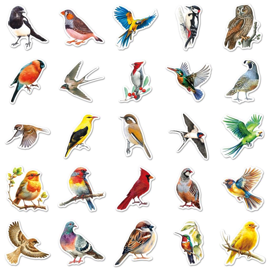 Waterproof Cute Bird Swallow Stickers - 50 Sheets for Graffiti, Stationery, Storage Box, Car, Notebook & More!