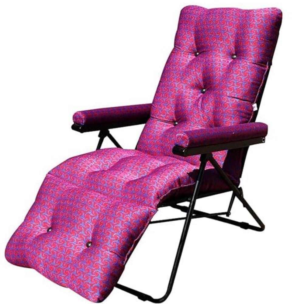 Recliner Folding Easy Chair | 5 Adjustable Postions | Cushioning | Portable & Space Saving Easy Chair For Home Relax Old Age | Black, Mild Steel