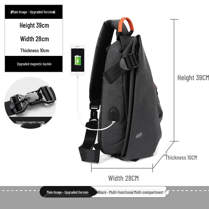 Korean Style Men's Crossbody Chest Bag – Fashionable, Multifunctional, Casual Shoulder Bag Backpack