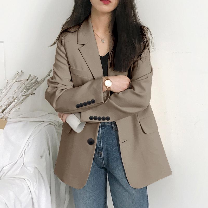 2025 Korean Style Women's Chic Casual Loose Long Sleeve Suit Top for Spring and Autumn