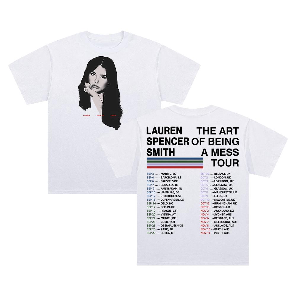 GF Lauren Spencer Smith The Art Of Being A Mess Tour TShirt Crewneck Short Sleeve Cotton Tee for Men Women Streetwear Tops