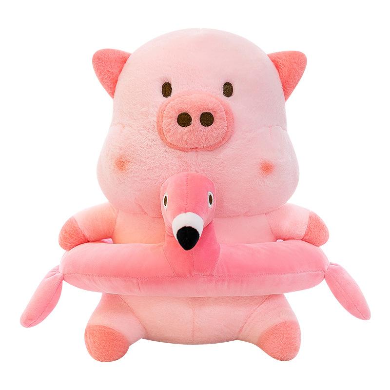 Soft and Cute Swimming Ring Cream Pig Pig Doll Girl Children Pink Gift Pillow Rag Doll Plush Toy