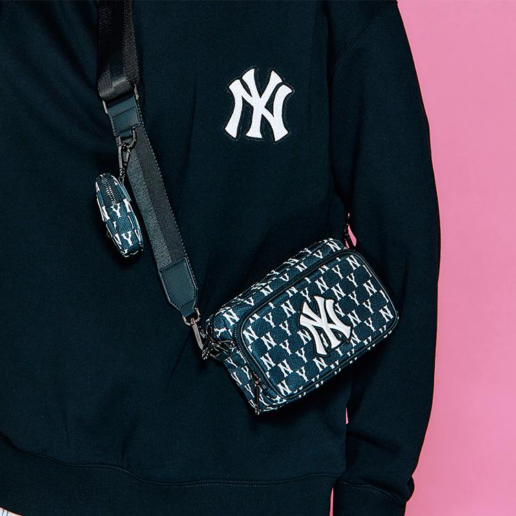New MLB Monogram Collection Polyester Combo Bag Camera Bag Shoulder Bag Crossbody Bag Mini Unisex Black 3ACRS012N-50BKS