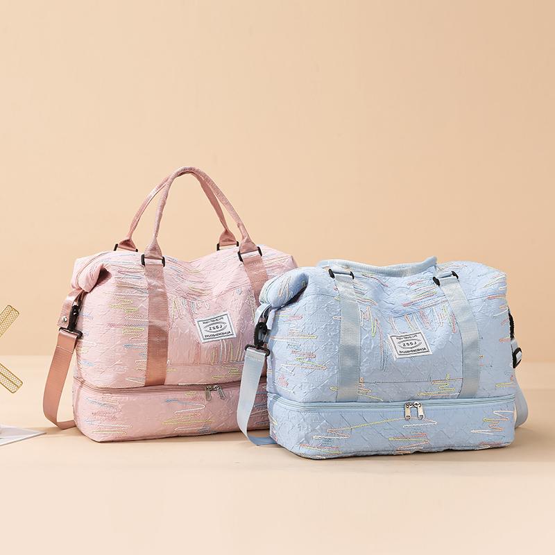 Reisetasche, Aufbewahrungstasche mit großer Kapazität, getrennt für Trocken- und Nasslagerung, Schwimm- und Sporttasche mit getrennten Schuhtaschen