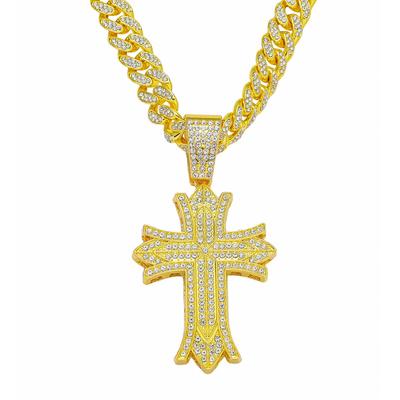 Europa e America Cross Border Hip Hop Cross Ciondolo Full Diamond Collana Personalità Ciondolo da Uomo Hipster Ciondoli All'Ingrosso