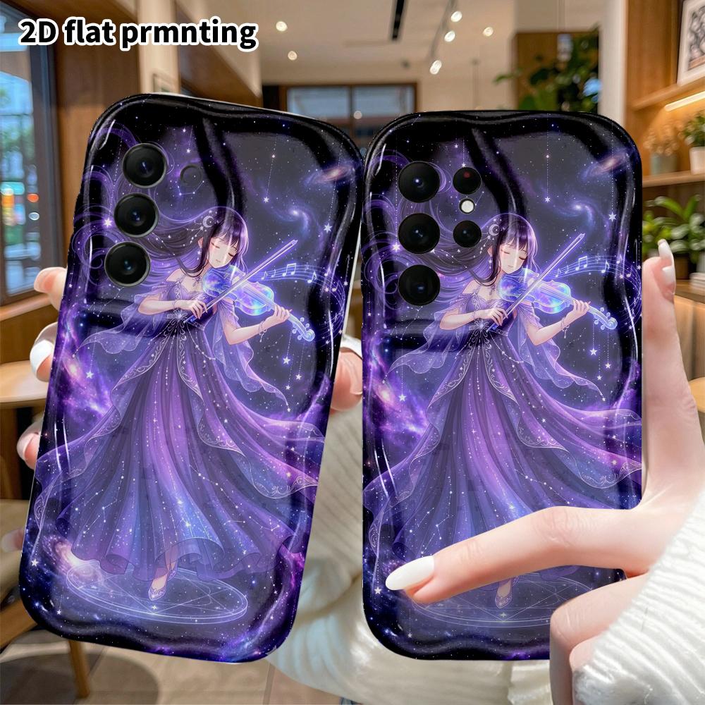 Phone Case: 2D Flat Samsung Galaxy A34 A35 M05 M06 S20 S22 S21 FE Plus 5G Protective Case, Girl Playing Violin, Christmas and Halloween Gifts