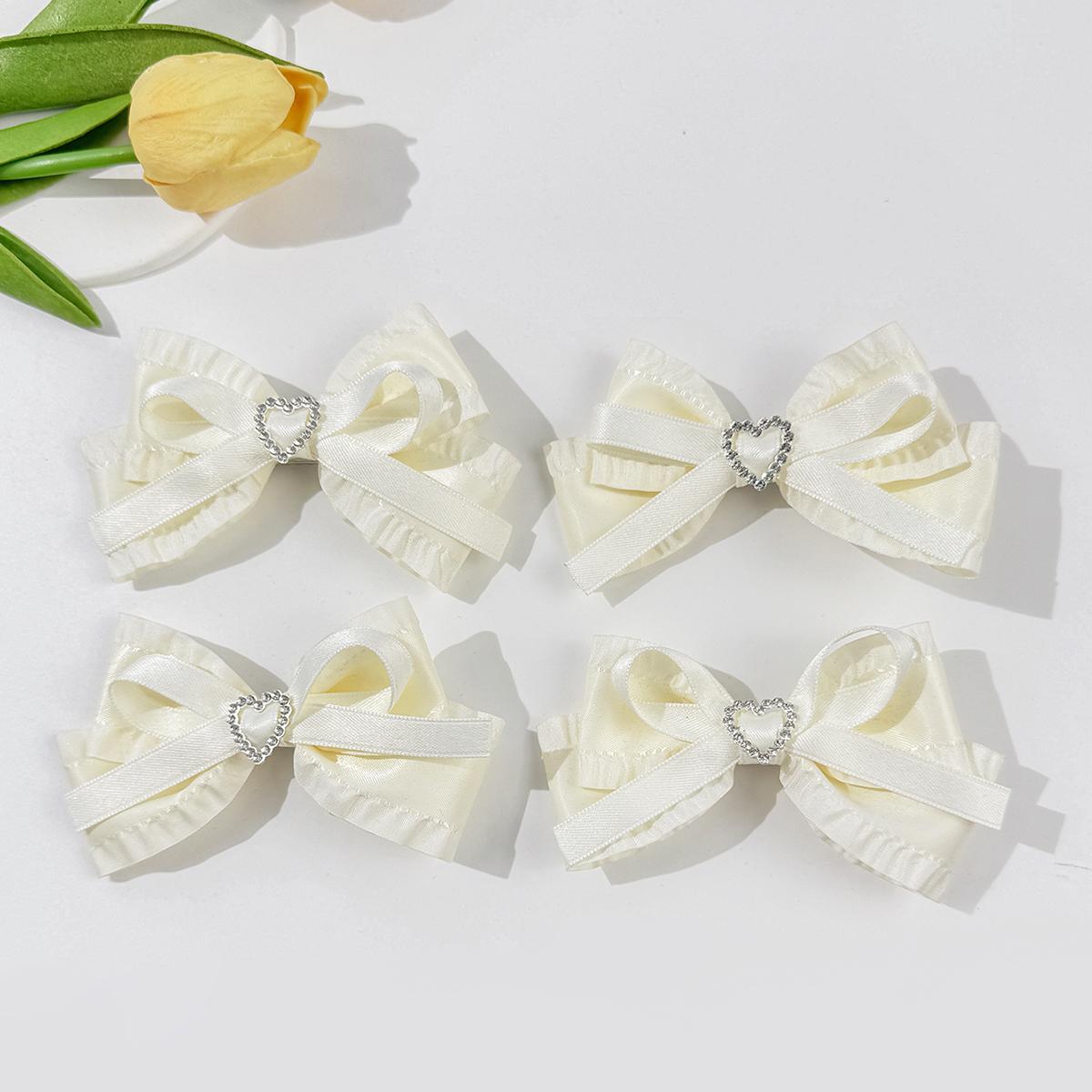 

Женская бежевая простая, модная, щедрая заколка для волос с бантом в форме сердца из стразов, милый и очаровательный аксессуар для волос-бант