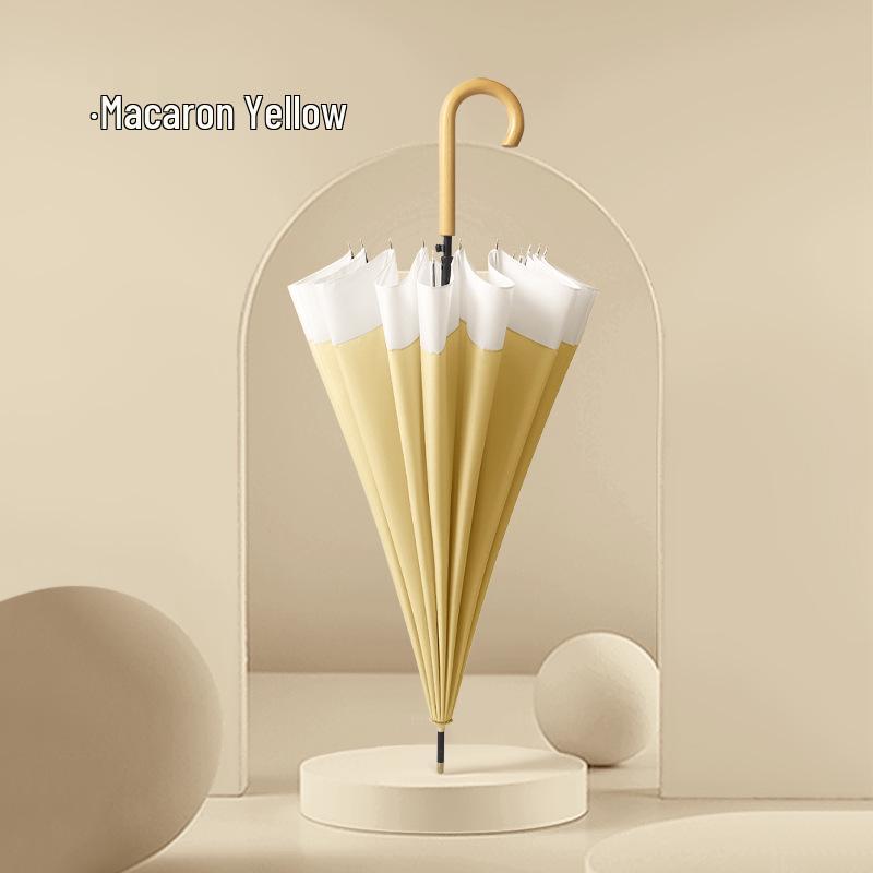 16-Rib Long-Handle Japanese Style Curved Parasol - Customizable Advertising Umbrella