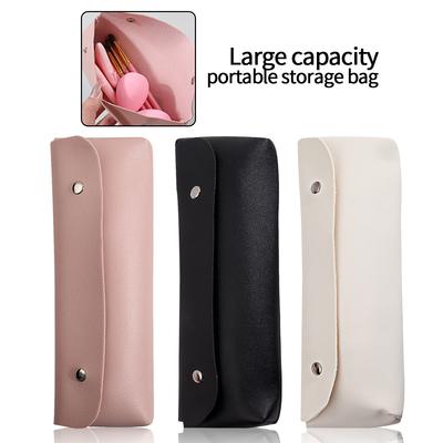 Multi- Option Travel Makeup Brush Storage Bag, PU Makeup Brush Holder, Dustproof Multi-Functional Storage Box