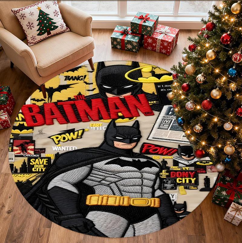 Batman Pattern Round Rug, Indoor/Outdoor Mat, for Picnic, Gameroom, Bedroom, Office, Living Room, Home Decor Carpet, Birthday Gift