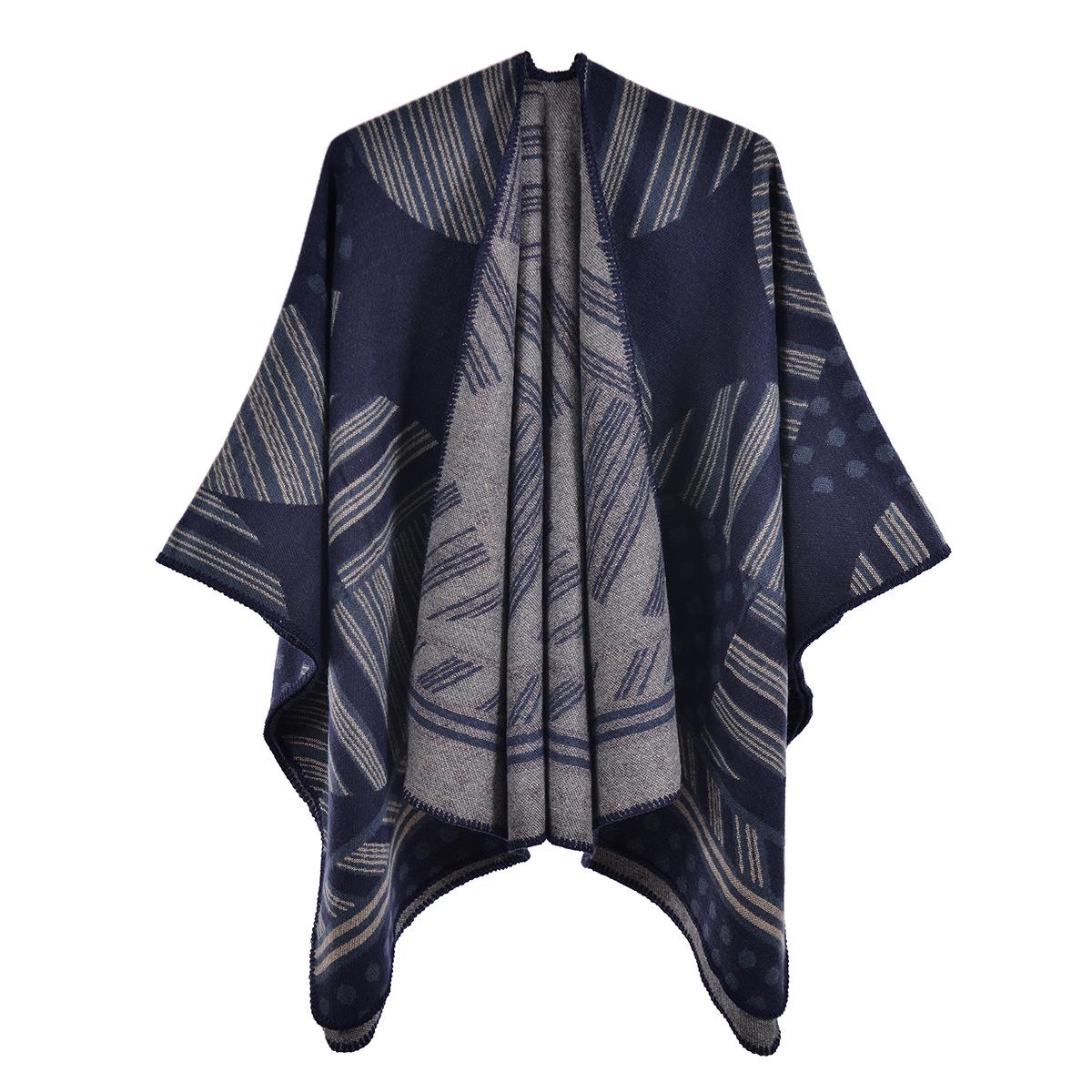 

Women s Retro Slit Shawl: Warm, Thick Imitation Cashmere Winter Cape Scarf 130x150cm