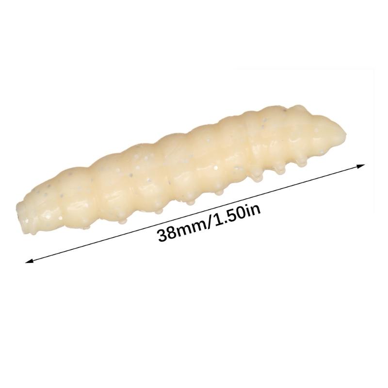 12PCS TPE Bread Worm Fishing Lures with Glow Feature for Freshwater Saltwater Night Fishing Soft Baits