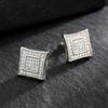 Huitan Unisex Women Men Stud Earrings Square Shaped Full CZ Bling Bling Ear Piercing Accessories Lovers Gift Statement