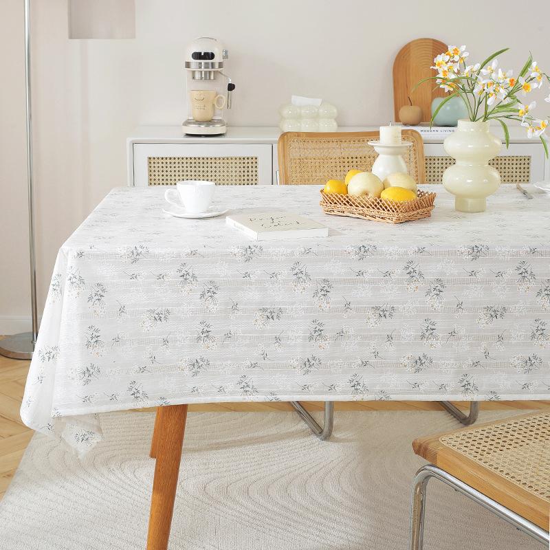 Pastoral Small Fresh Lilac Embroidered Tablecloth Geometric Rectangular Cover Towel Coffee Table Table Cloth Cover Cloth