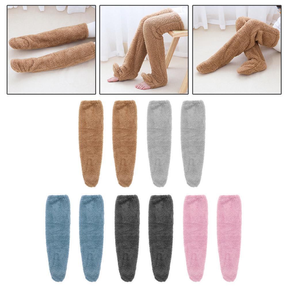 Women Thigh High Long Socks Stockings Fluffy Over the Knee Fleece Slipper Socks