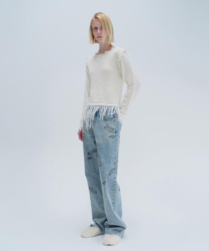 Daiaegeuneol Fringe Damage Knit (Ivory)