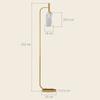 LED Floor Lamp for Living Room with Glass Lampshade, Modern Standing Lamp with Foot Switch, Adjustable Brightness, 2700K for Bedroom, Gold Tone