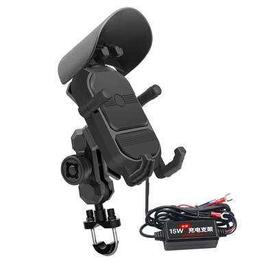 Motorcycle Phone Mount with Six-Claw Shock-Absorbing Dampener&High-Speed Secure Lock, Waterproof Sun Anti-Theft Wireless Charging Cradle Handlebar