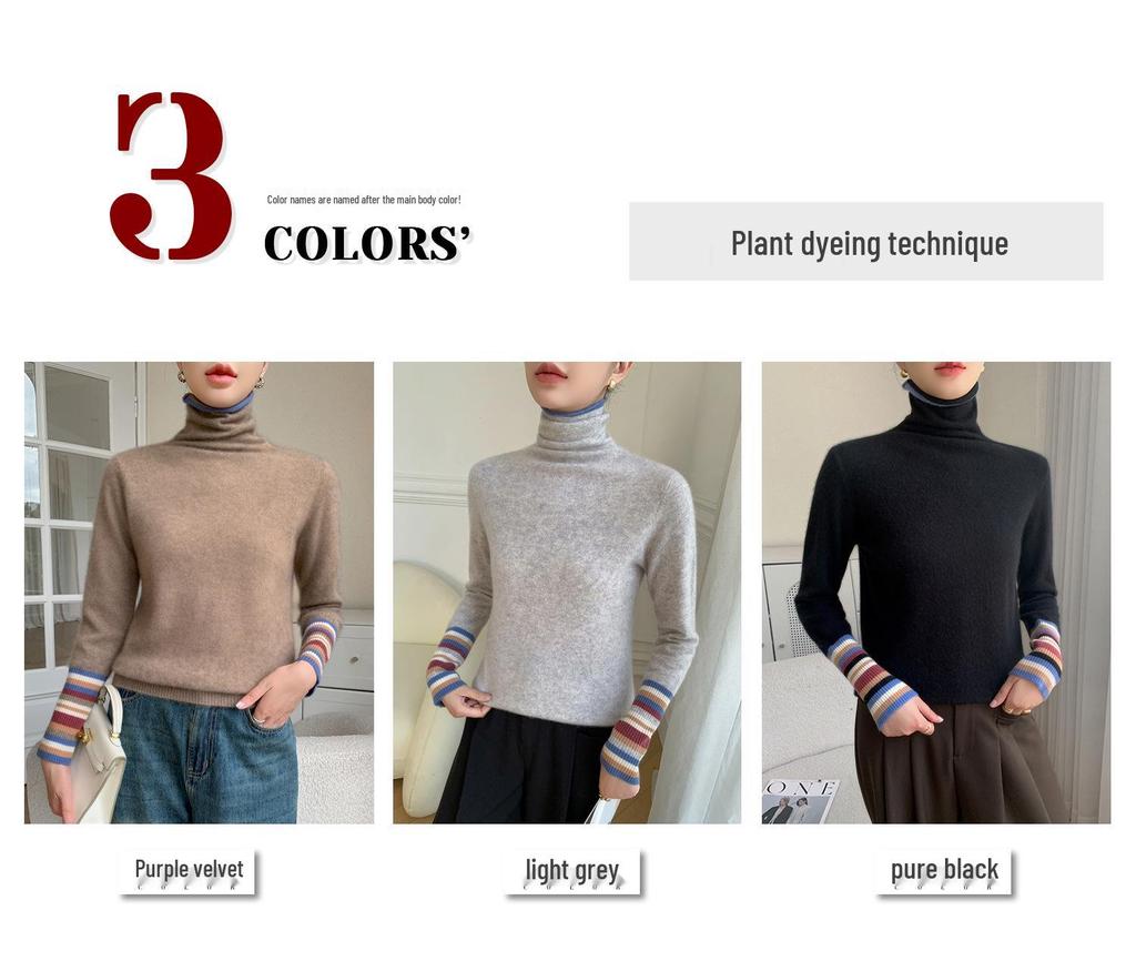 Heavyweight Cashmere Slim Fit Turtleneck Knit Top for Autumn/Winter