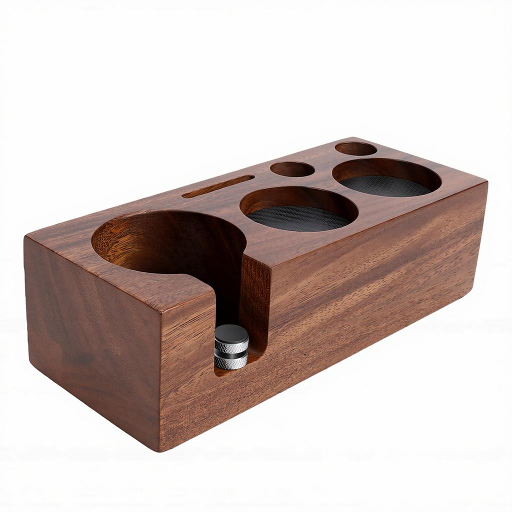 Coffee Tamping Station Wood Tamper Storage Holder Stand for 51mm 53mm Portafilter Tamper Distributor Home Cafe