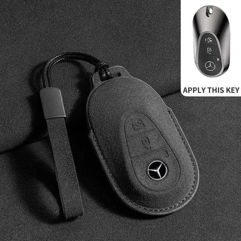 Suede Leather Car Key Case for Mercedes Benz E Class W213 W205 E200 E260 E300 E320 AMG CLA 2018 2019 2020 Remote Fob Shell Case