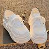 With skirt mesh breathable new summer thin mid-heel board shoes milk Huhu casual shoes