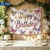 Colorful Butterflies Gifts Birthday Banner, Colorful Polyester Backdrop for Party Decorations