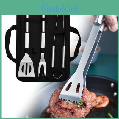 Modern Simplistic 3 Piece Stainless Steel Grilling Set Perfect For Bbq Steak And Korean Bbq